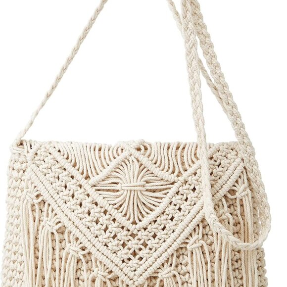 Crossbody Purse for Women Cute Macrame Hobo Satchel Bags Knit Summer Beach Bag T